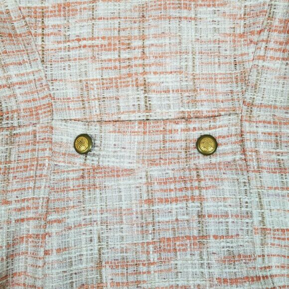 Cache Women's Tweed Blazer Jacket Beige/Pink/Orange 3/4 Sleeve Sz 6 EUC - Picture 5 of 8